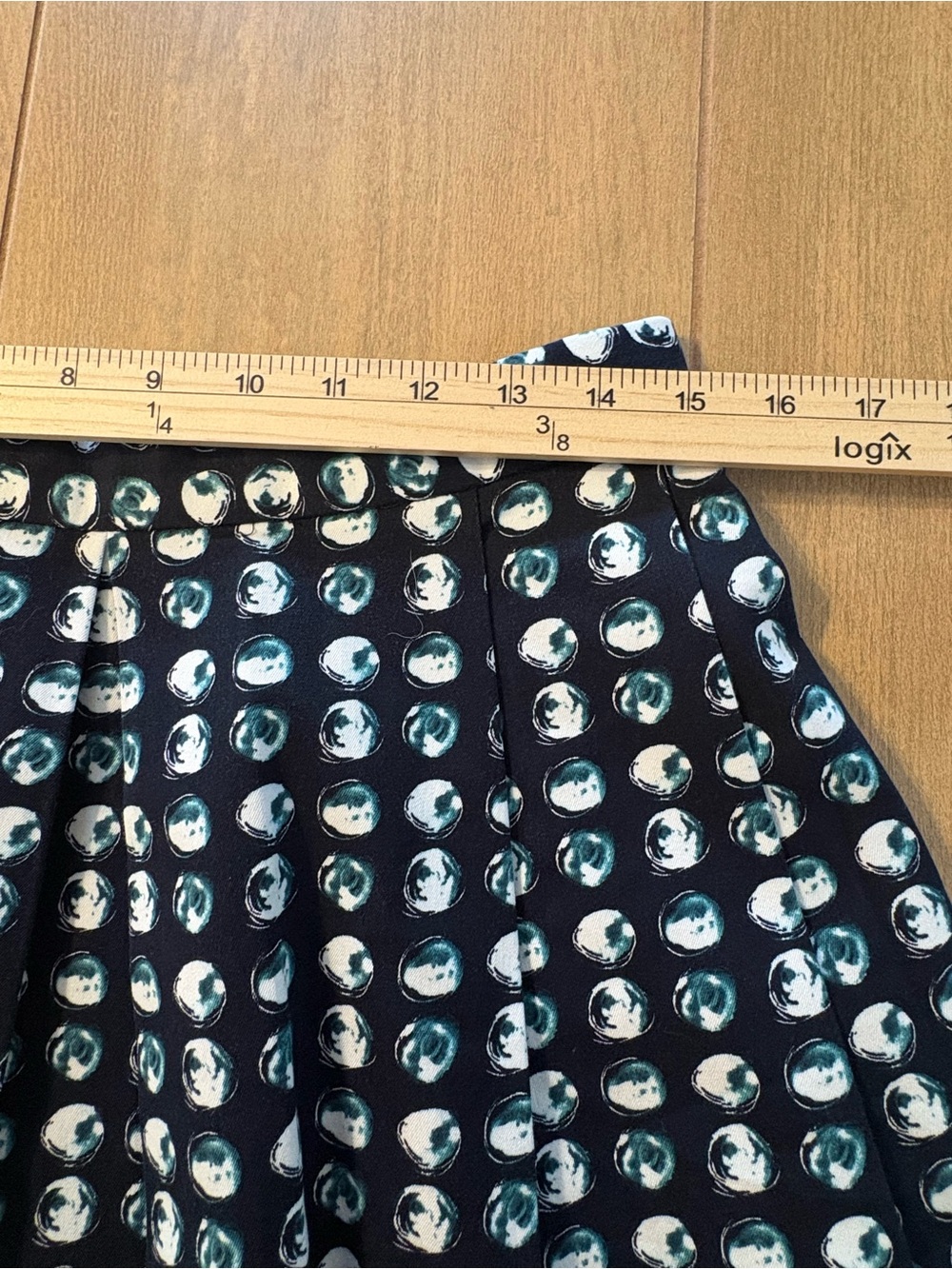 Banana Republic Skater A-Line Skirt Navy Teal Dot Print Lined Pockets Size 8 - Picture 10 of 12